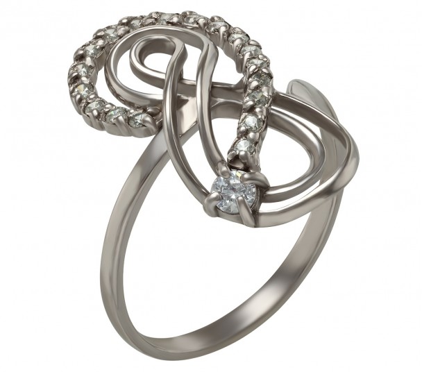 Серебряное кольцо с фианитами. Артикул 320183С - Фото  1