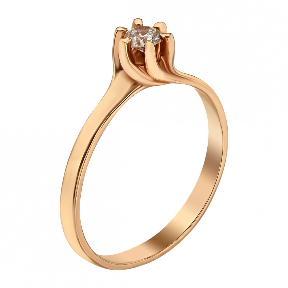 Золотое кольцо с бриллиантом. Артикул 740346  размер 16 - Фото 2