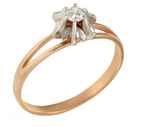 Обручальное кольцо из красного золота с бриллиантами. Артикул 750026 - Фото  1