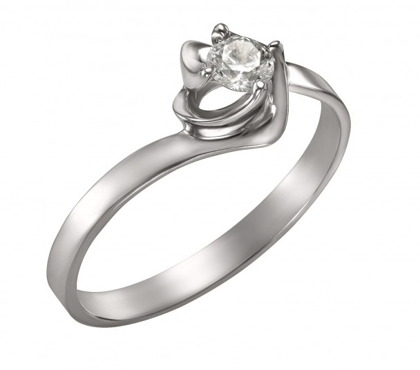 Двойное кольцо в белом золоте с бриллиантами. Артикул 740370В - Фото  1