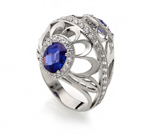 Серебряное кольцо с фианитами. Артикул 320701С  размер 18 - Фото 1