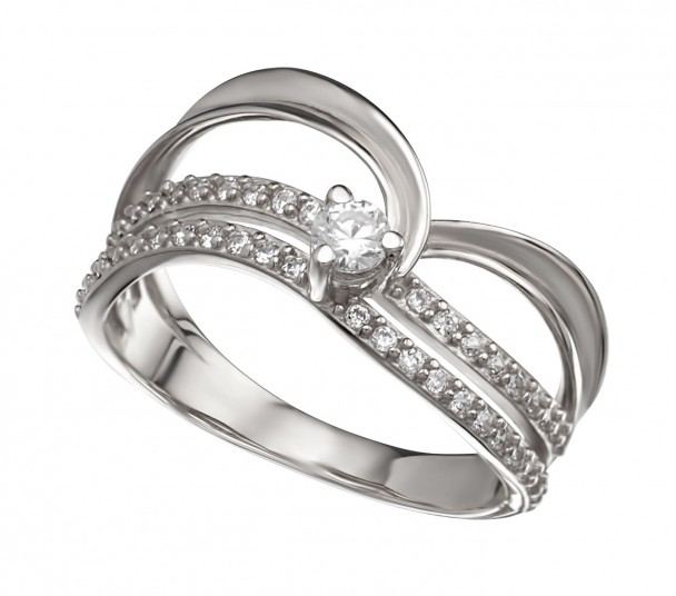 Серебряное кольцо с фианитами. Артикул 350068С - Фото  1