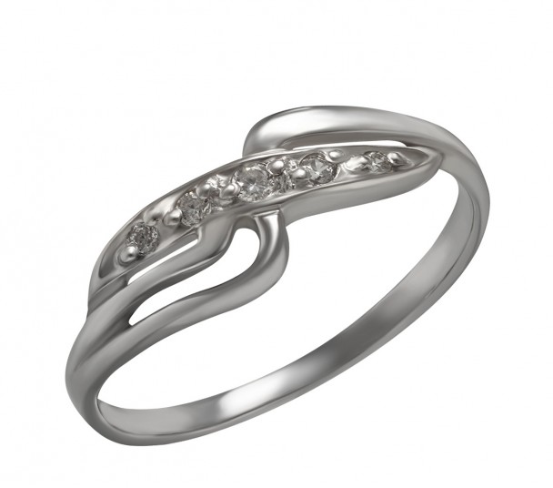 Серебряное кольцо с агатом и фианитами. Артикул 369608С - Фото  1
