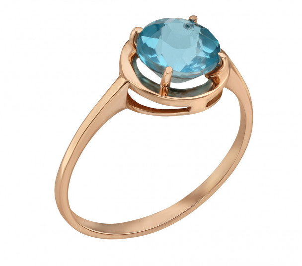 Золотое кольцо с голубым топазом. Артикул 361671  размер 18 - Фото 1