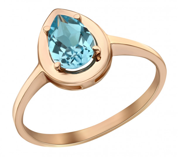 Золотое кольцо с голубым топазом. Артикул 361556 - Фото  1