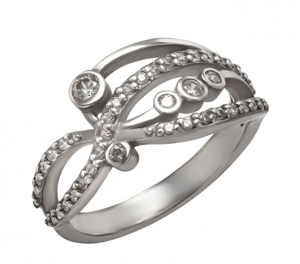 Серебряное кольцо с фианитами. Артикул 380102С  размер 17.5 - Фото 1