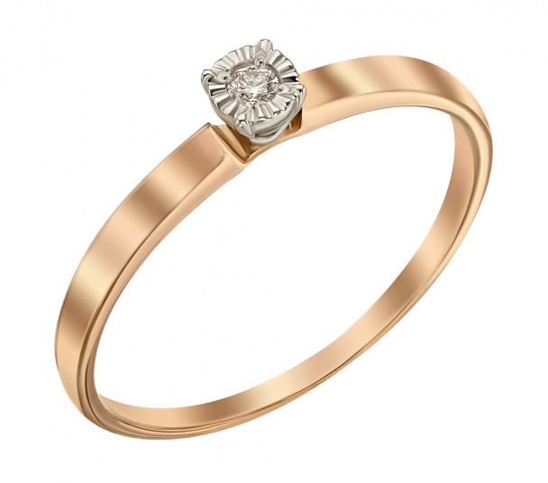Золотое кольцо с бриллиантом. Артикул 750675  размер 17 - Фото 1