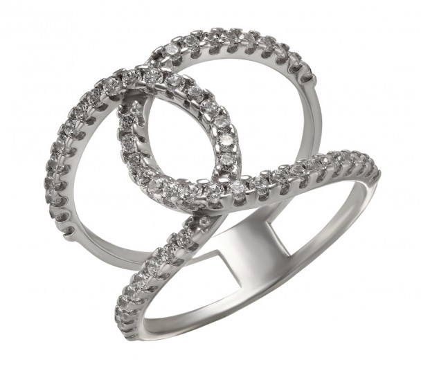 Серебряное кольцо с фианитами. Артикул 320910С - Фото  1