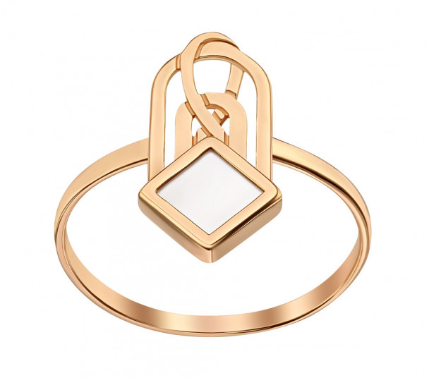 Золотое кольцо с агатом и фианитом. Артикул 369541 - Фото  1
