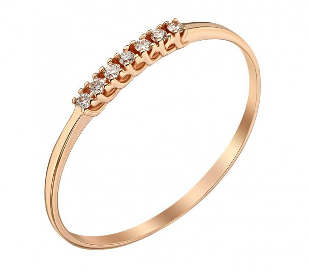 Золотое кольцо с бриллиантом. Артикул 750689 - Фото  1