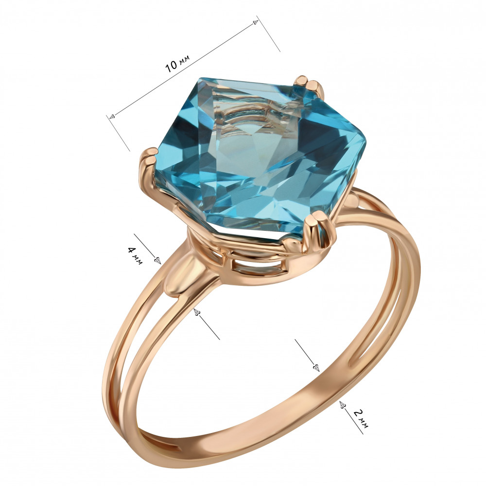 Золотое кольцо с голубым топазом. Артикул 361682  размер 16.5 - Фото 2