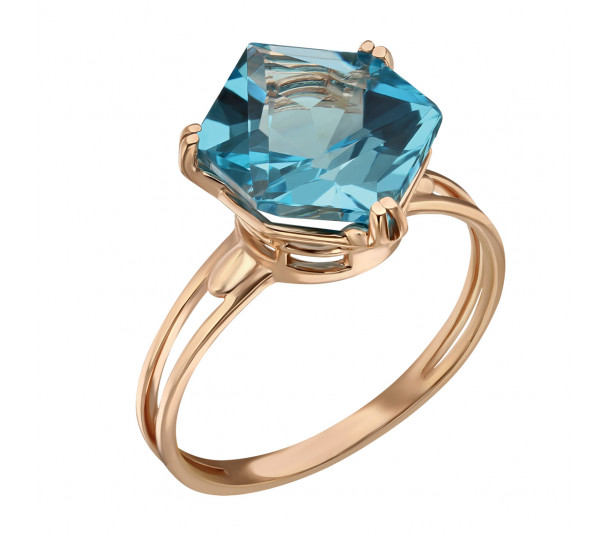 Золотое кольцо с голубым топазом. Артикул 361682  размер 19.5 - Фото 1