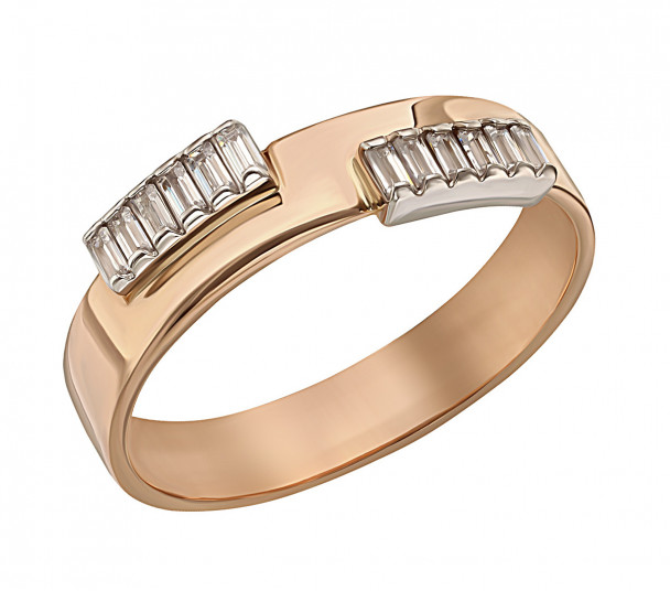 Золотое кольцо с фианитом и эмалью. Артикул 380183Е - Фото  1