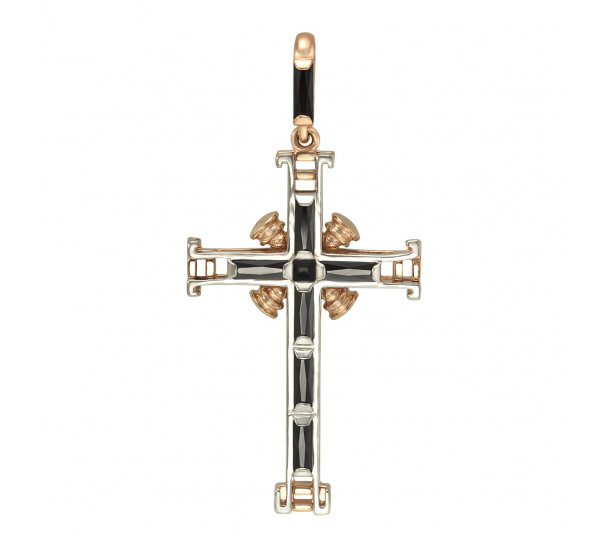 Золотой крест с эмалью. Артикул 250066Е - Фото  1