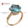 Золотое кольцо с голубым топазом и фианитами. Артикул 361683  размер 16.5 - Фото 2