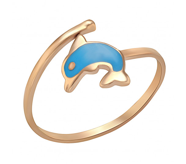 Золотое кольцо с эмалью в размере 11-15,5. Артикул 300379Е  - Фото 1