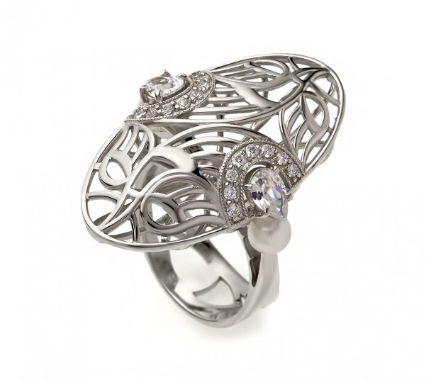 Серебряное кольцо с фианитом. Артикул 330923С - Фото  1