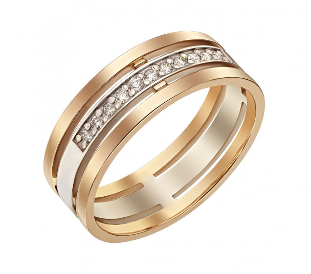 Золотое кольцо с бриллиантами. Артикул 750688  размер 17.5 - Фото 1