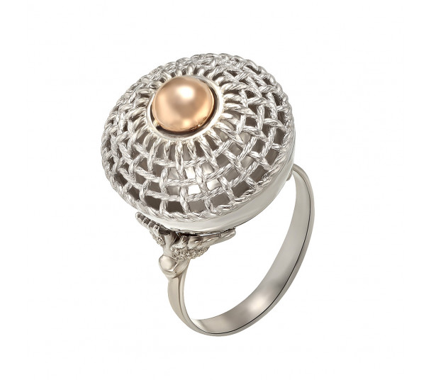 Серебряное кольцо с золотой вставкой. Артикул 310265Н  размер 16 - Фото 1