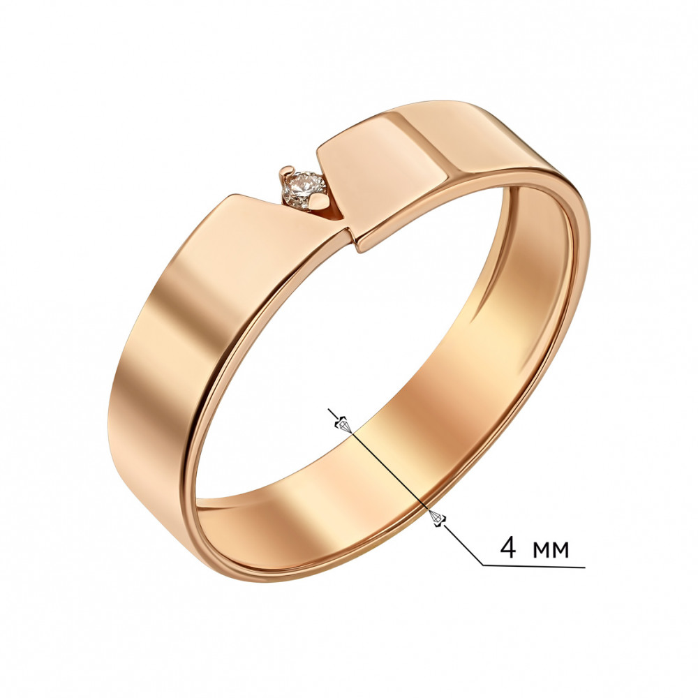 Золотое кольцо с бриллиантом. Артикул 740369  размер 16 - Фото 2