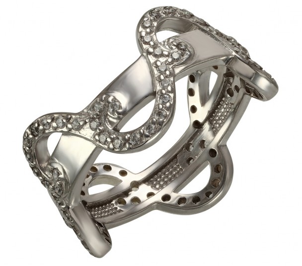 Серебряное кольцо с фианитами. Артикул 380123С - Фото  1