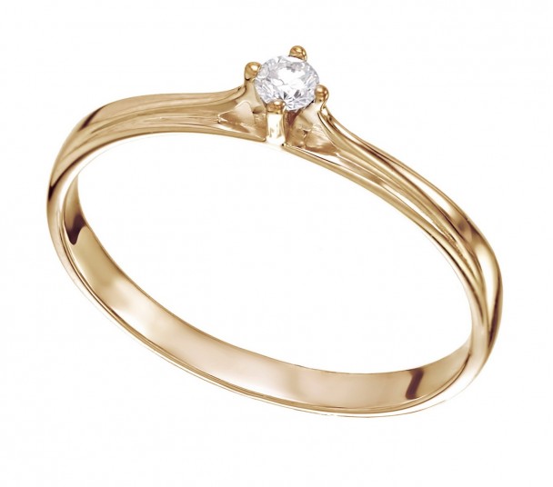 Золотое кольцо с фианитом. Артикул 320886  размер 17 - Фото 1
