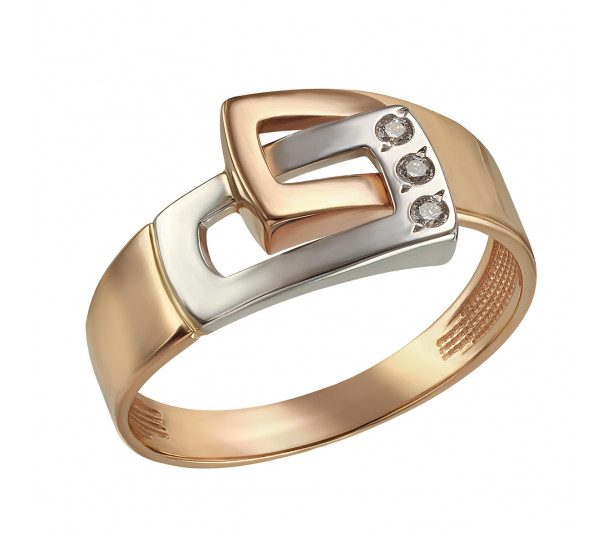 Золотое кольцо с горным хрусталем и фианитами. Артикул 3728756 - Фото  1