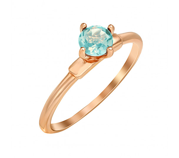 Золотое кольцо с голубым топазом. Артикул 361556  размер 18 - Фото 1
