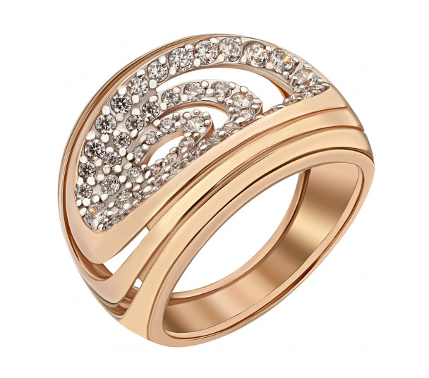 Золотое кольцо с голубым топазом и фианитами. Артикул 361672 - Фото  1