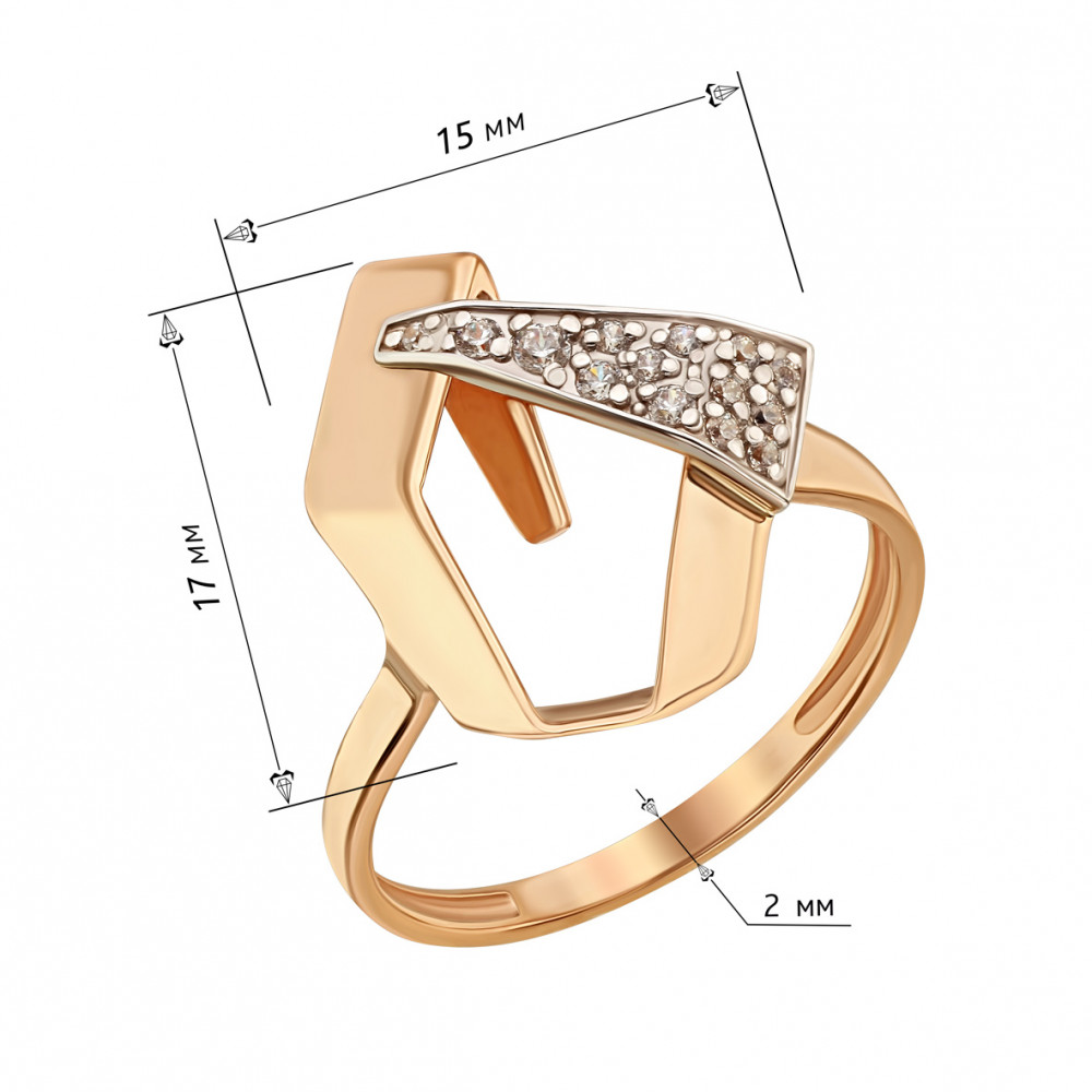 Золотое кольцо с фианитами. Артикул 350092  размер 16 - Фото 2