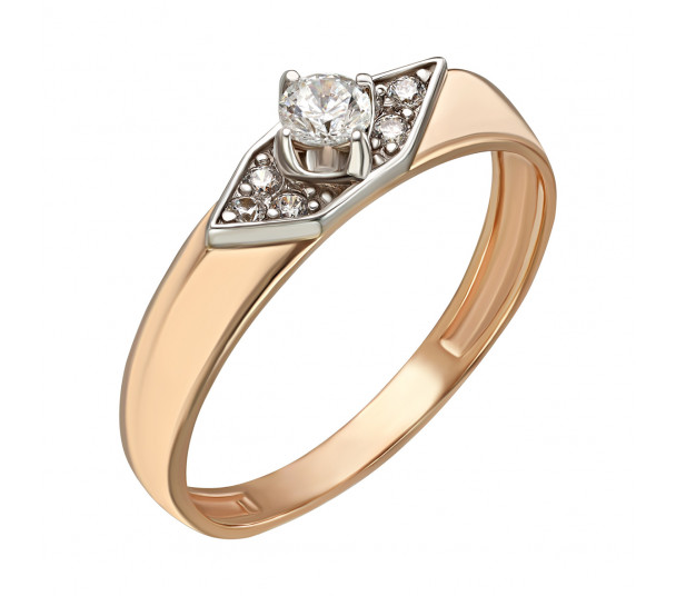 Золоте кольцо с бриллиантами и изумрудом. Артикул 752643 - Фото  1