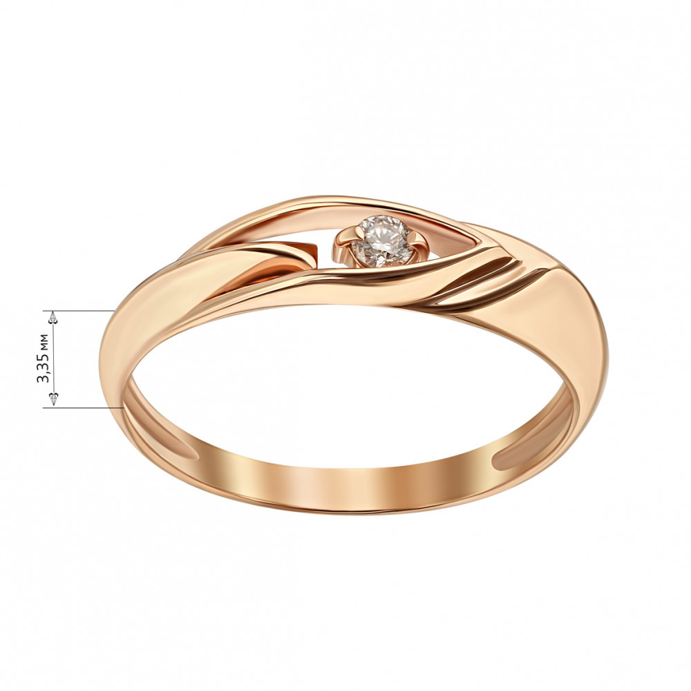 Золотое кольцо с бриллиантом. Артикул 740385  размер 16.5 - Фото 2