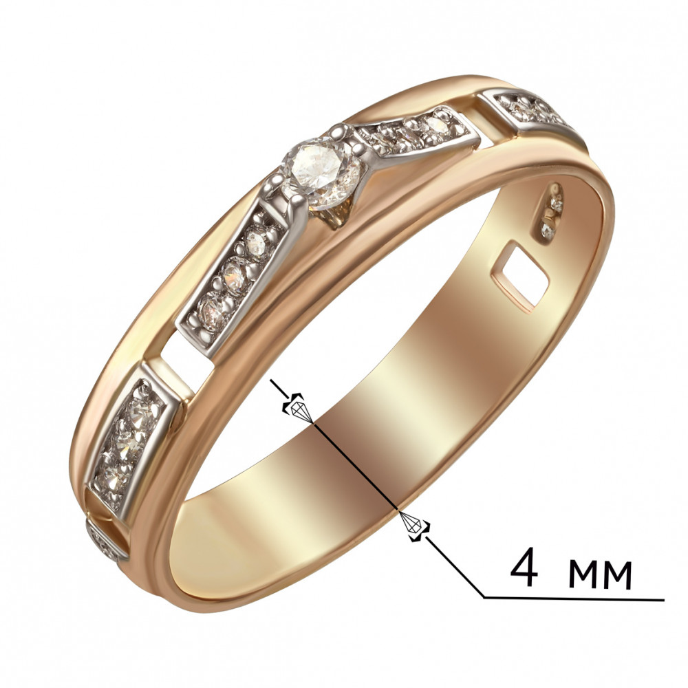 Золотое кольцо с бриллиантами. Артикул 750656  размер 17 - Фото 2