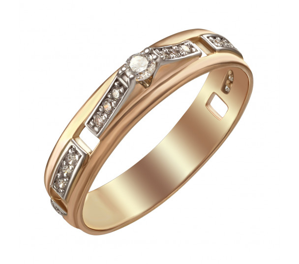 Золотое кольцо с бриллиантами. Артикул 750709 - Фото  1