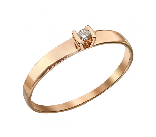 Золотое кольцо с бриллиантом. Артикул 750649 - Фото  1