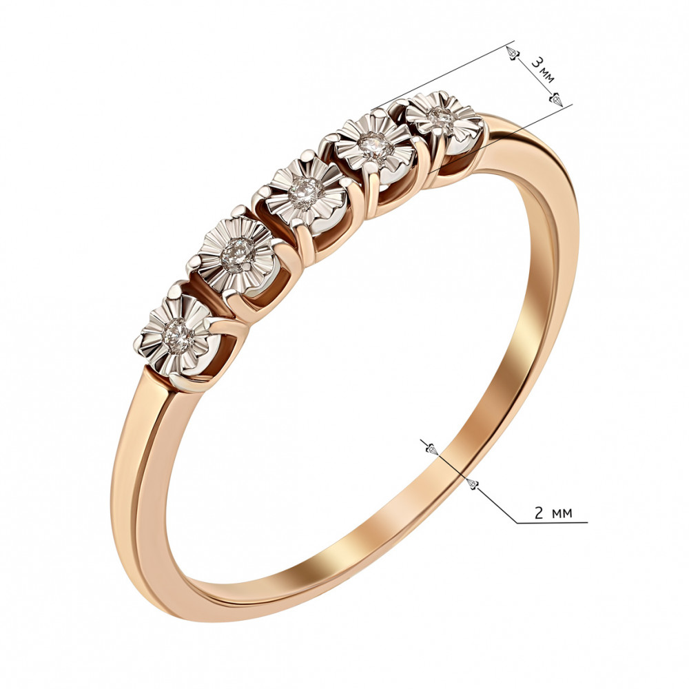 Золотое кольцо с бриллиантами. Артикул 750705  размер 16 - Фото 2