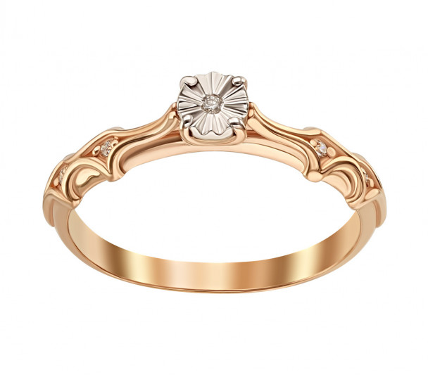 Обручальное кольцо из красного золота с бриллиантами. Артикул 750026 - Фото  1