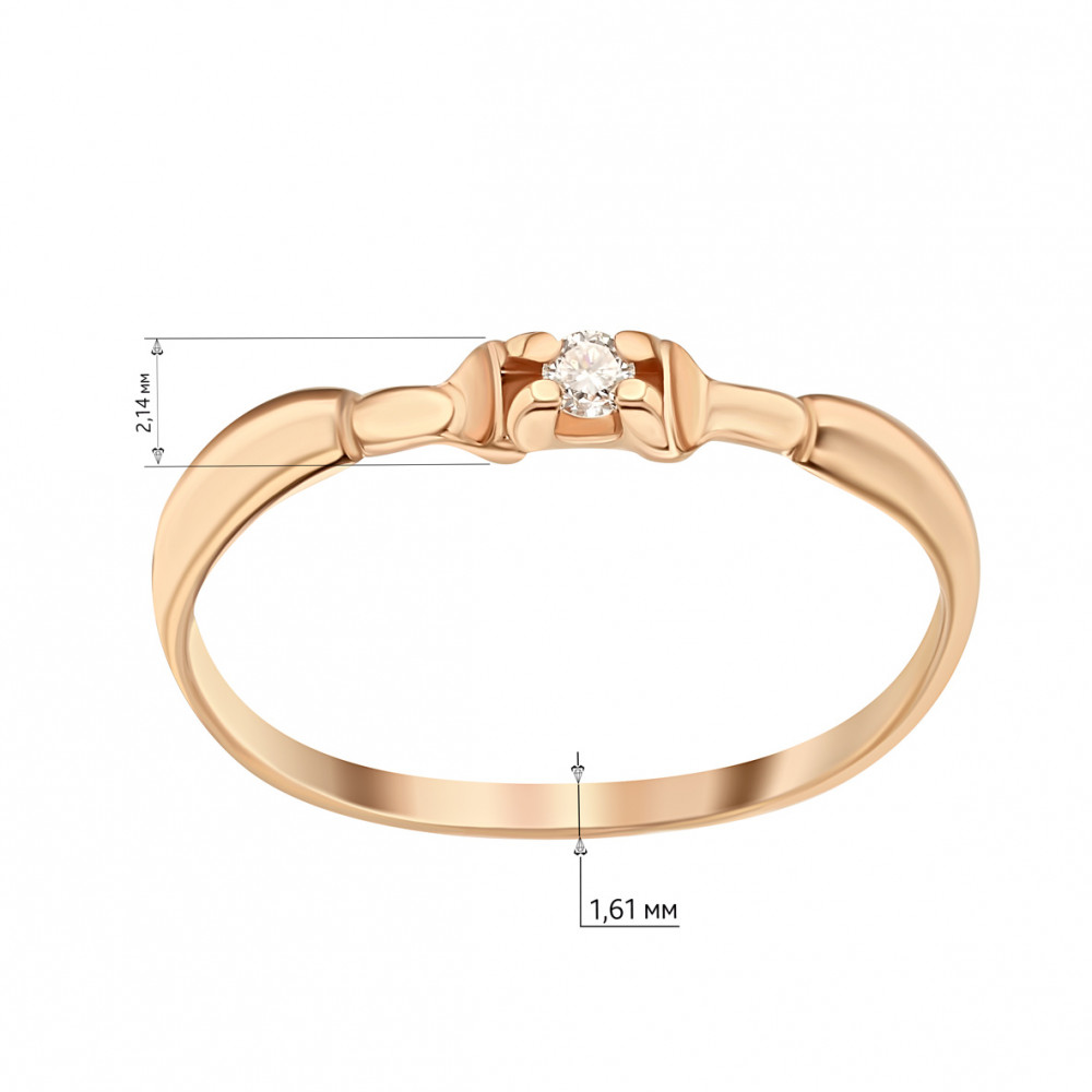 Золотое кольцо с бриллиантом. Артикул 740388  размер 15.5 - Фото 2