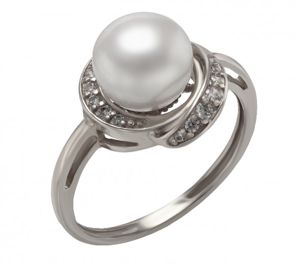 Серебряное кольцо с нанокристаллом, фианитами и эмалью. Артикул 330068А - Фото  1
