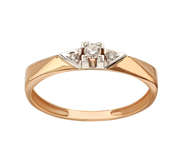 Золотое кольцо с бриллиантом. Артикул 750649 - Фото  1