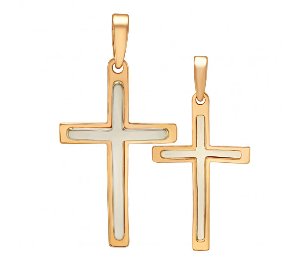 Золотой крест с эмалью. Артикул 250065Е - Фото  1