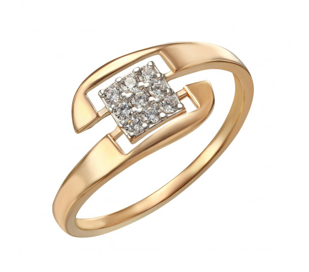 Золотое кольцо с агатом и фианитами. Артикул 369502 - Фото  1