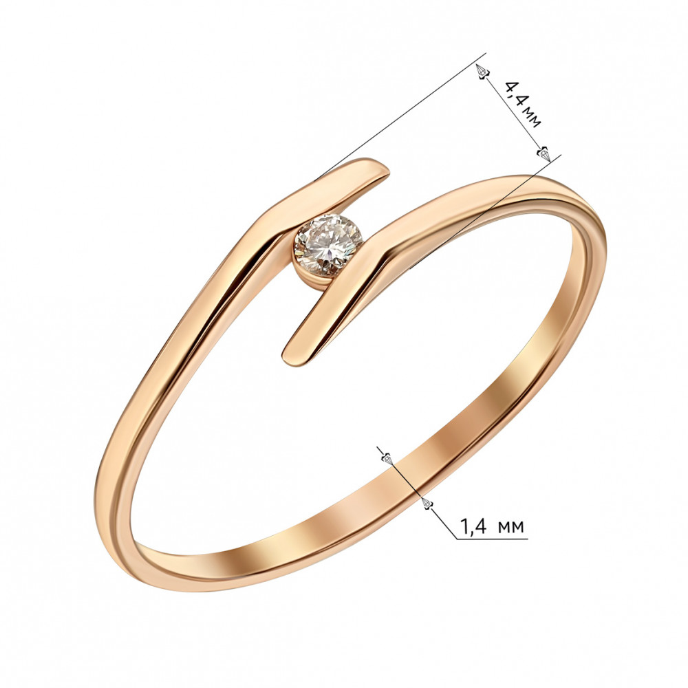 Золотое кольцо с бриллиантом. Артикул 740381  размер 15.5 - Фото 2