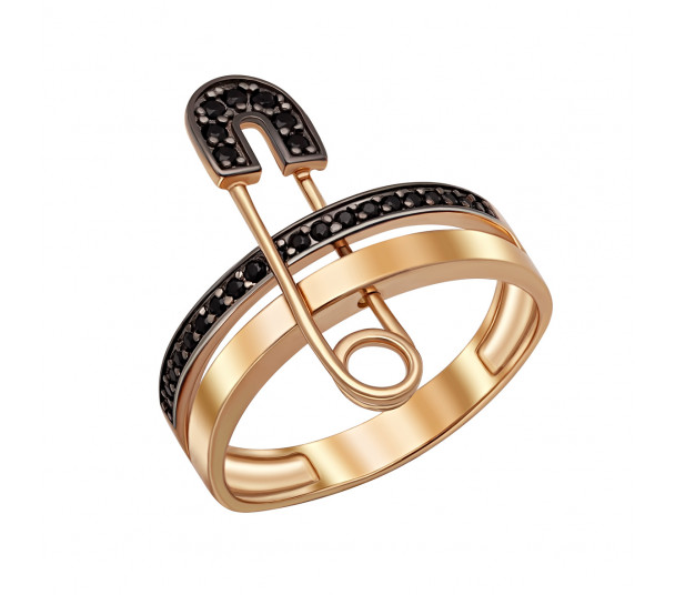 Золотое кольцо с агатом и фианитами. Артикул 379646 - Фото  1