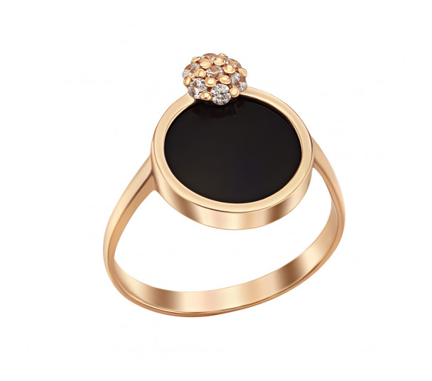 Золотое кольцо-корона с фианитами и эмалью. Артикул 330122Е - Фото  1