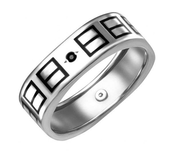 Золотое кольцо с фианитом и эмалью. Артикул 380330В  размер 17 - Фото 1