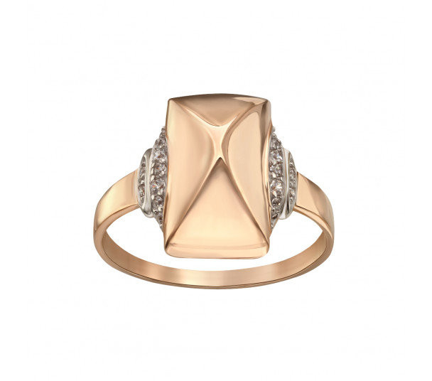 Золотое кольцо с фианитом. Артикул 380375 - Фото  1