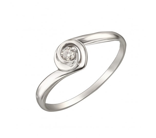 Кольцо в белом золоте с бриллиантом. Артикул 740366В  размер 15.5 - Фото 1