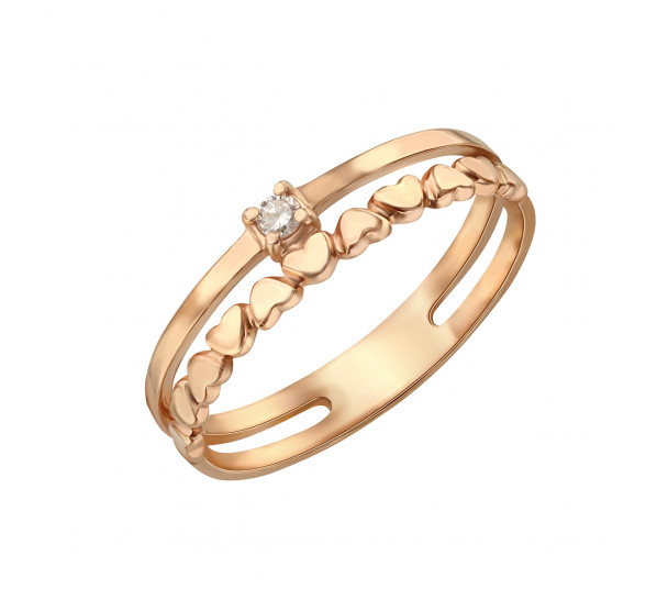 Золотое кольцо с бриллиантом. Артикул 740377  размер 15 - Фото 1
