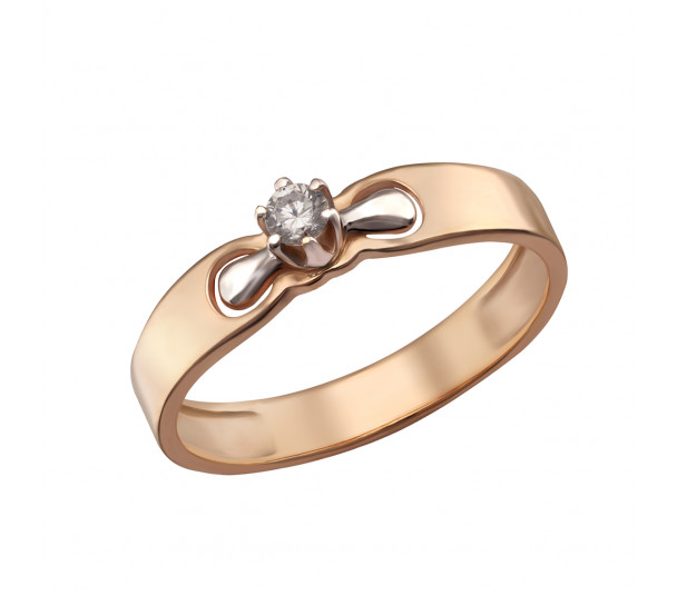 Золотое кольцо с фианитом. Артикул 350065  размер 17 - Фото 1